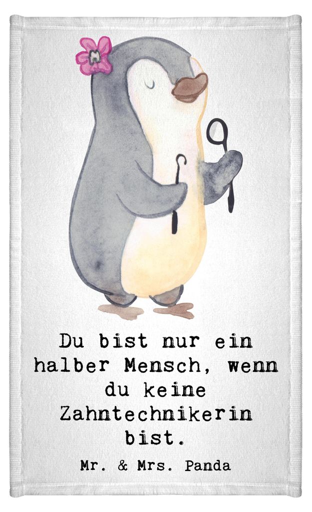 Mr. & Mrs. Panda Handtuch Zahntechnikerin Herz - Weiß - Geschenk, Gäste-WC, Kleines, für hände, gäste wc, Klein