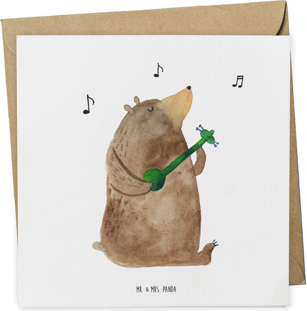 Mr. & Mrs. Panda Glückwunschkarte Bär Lied - Weiß - Geschenk, Frau, Spruch, Valentine, doppelkarte, Herz, Liebe, Valentinstag, Grußkarte, anlas...