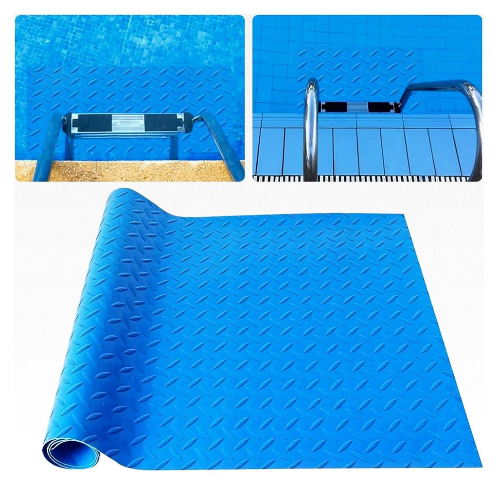 Schutzmatte für Poolleiter, 40x100 cm, Blau, Fischgrätenmuster