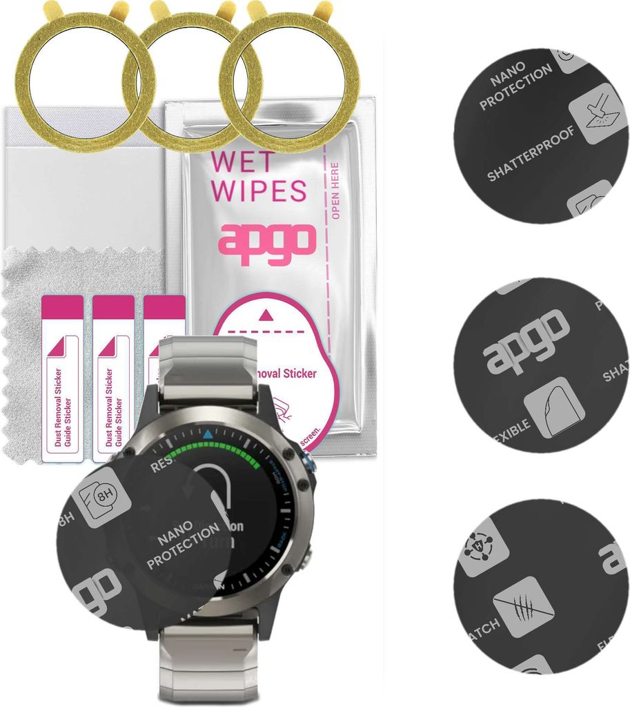 apgo 3 Stück Schutzglas, Matt, kompatibel mit Garmin Quatix Produktbild 