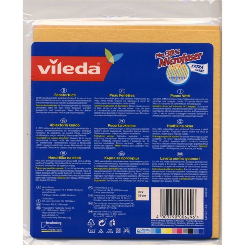 VILEDA Utěrka na okna +30% mikrovlákno 39x36cm Obrázek produktu 7