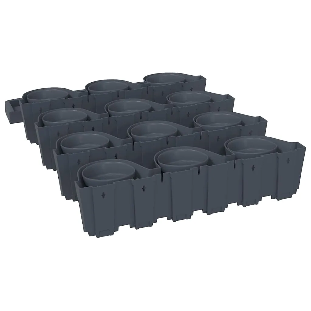 Set 12 Pots Verticaux en Polypropylène Anthracite - Durable et Modulaire