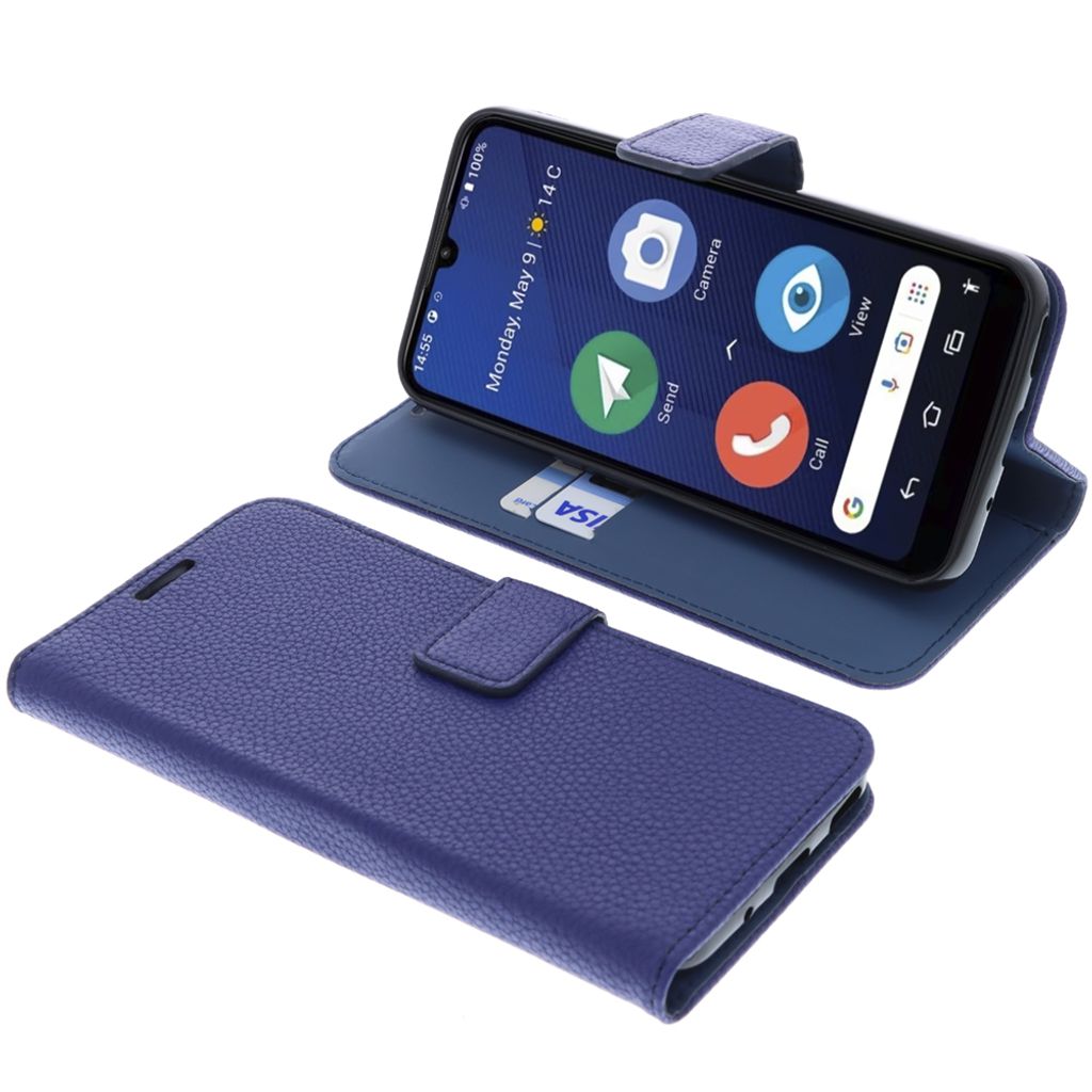 foto-kontor Tasche kompatibel mit Doro 8200 / 8210 Schutzhülle blau Book Style Case Handy Schutz Hülle Buch Wallet Handyhülle Cover Klapphülle ...