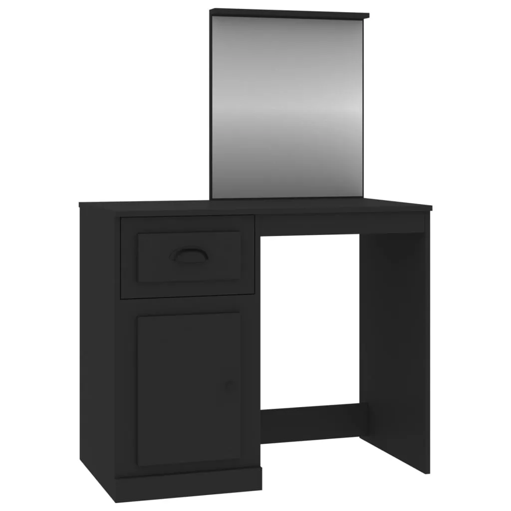 Toeletta Economica Nera 90x50cm | Tavolo Trucco in Legno con Specchio