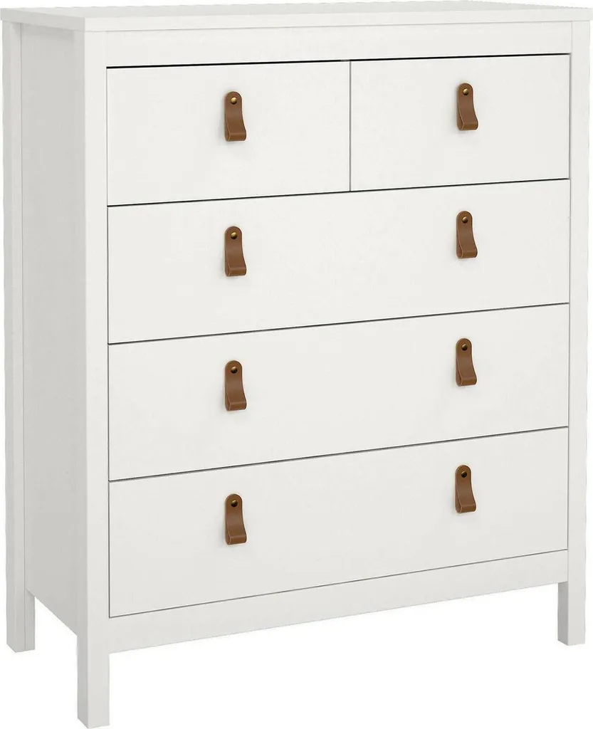 Commode Nicholas Blanche 5 Tiroirs : Rangez Tout dans 82x38x99h cm