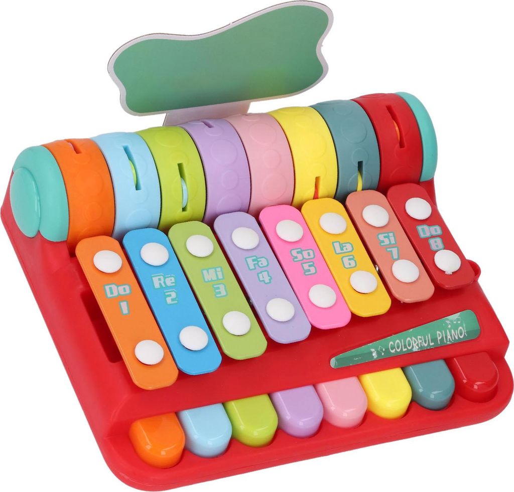 Handklopfendes Klavierspielzeug, tragbares Baby, multifunktional, frühes Lernen, pädagogisch für Kinder, Rot