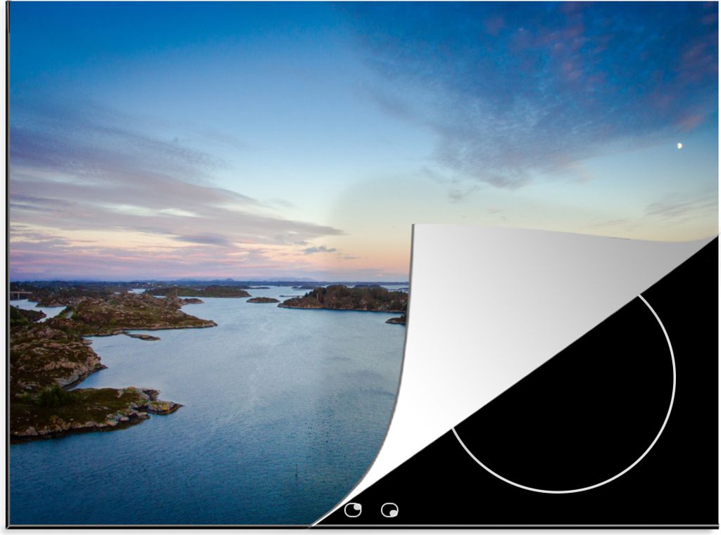 KitchenYeah Herdabdeckplatte Strand - Sonnenuntergang - Stein , 77x59cm, Küche Deko, Glaskeramikfeld Herdabdeckung, Abdeckplatte fùr Kochfeld