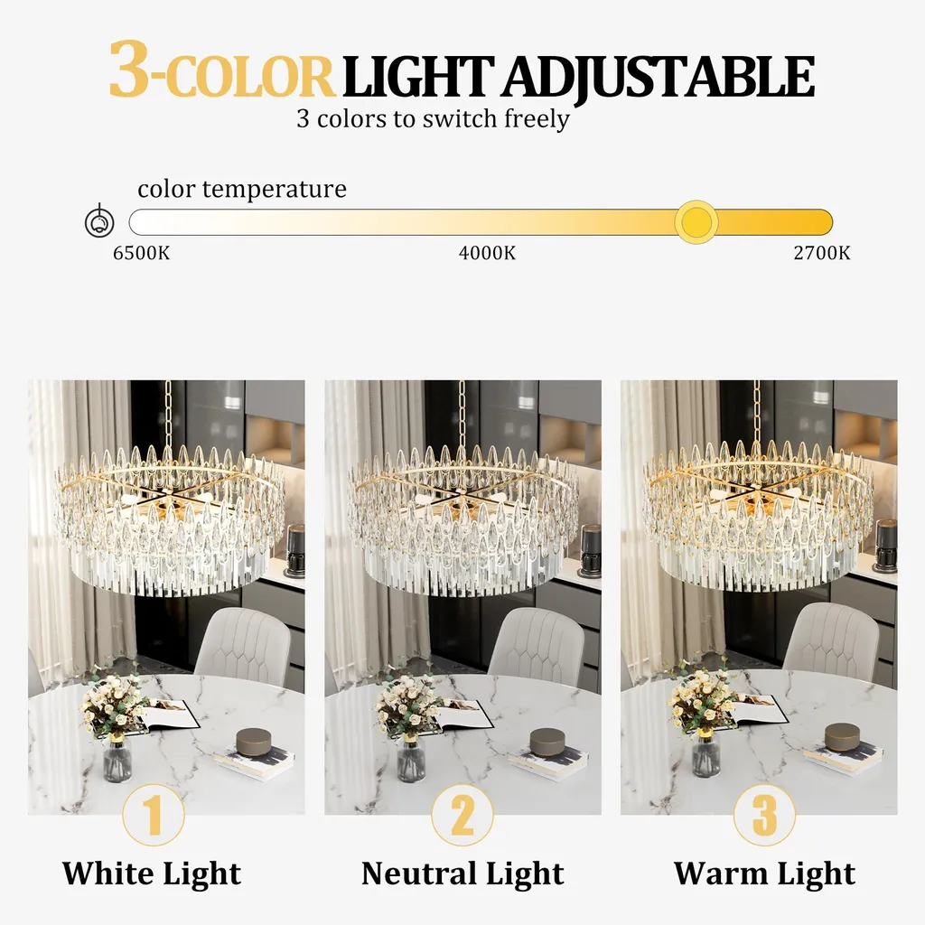 Plafonnier LED Cristal Ajustable : Éclairage sur Mesure Dimmable 40-80cm