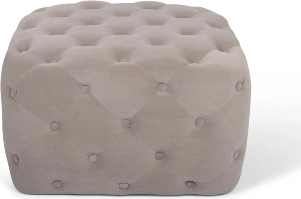 Pouf Velours Beige Zygo Baytex avec Finition Douceur et Socle Stable 42cm