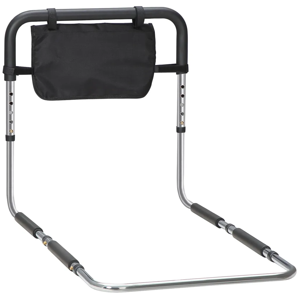 Poignée de lit réglable 5 positions avec rangement pour seniors 87Lx51l cm