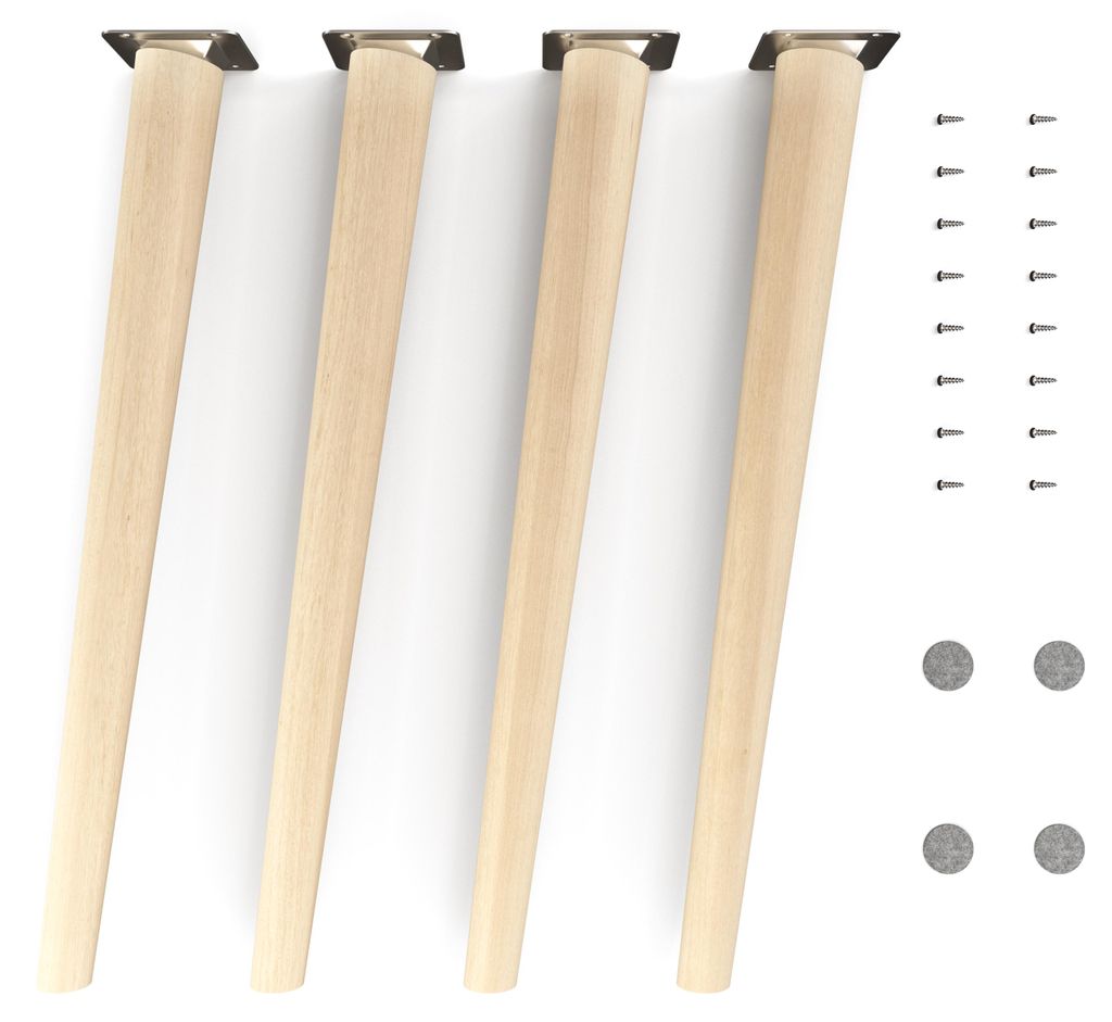4x sossai Holzfüße rund - schräge Ausführung 45cm Buche Produktbild 