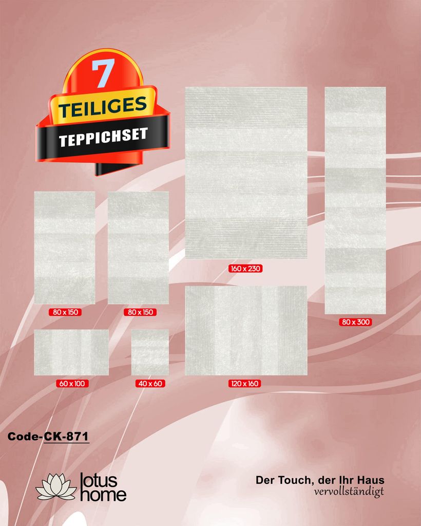 7-teiliges Teppich-Set CK-871. Produktbild 