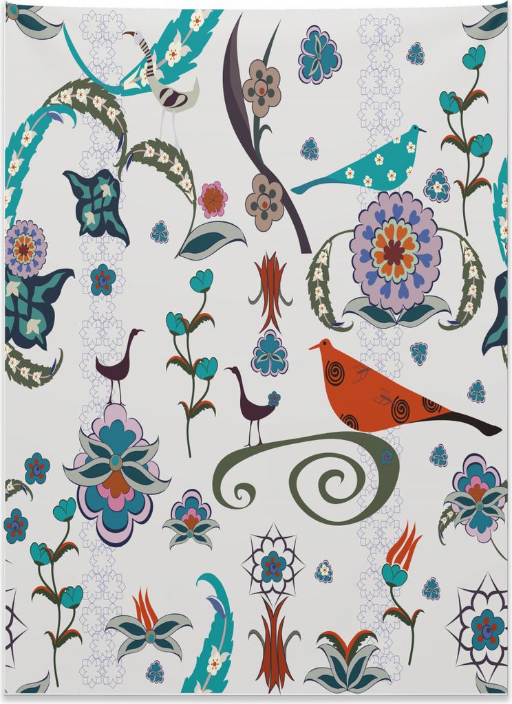 Abakuhaus asiatisch Wandteppich, Bunte Blumen wirbelt aus Weiches Mikrofaser Stoff Kein Verblassen Klare Farben Waschbar, 110 x 150 cm, Mehrfarbig
