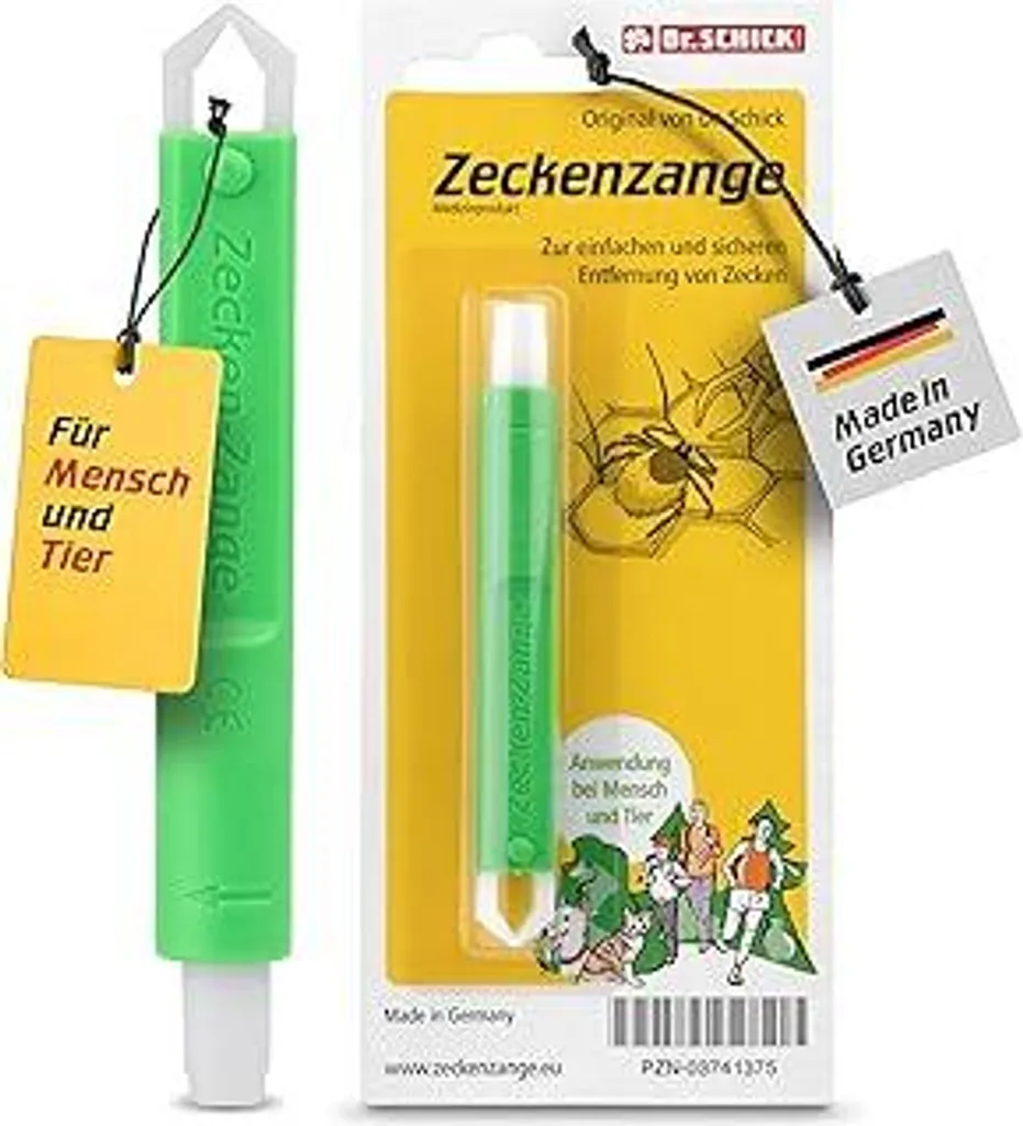 Pinza per zecche Dr. Schick per persone e animali - Pinza per zecche con pulsante intelligente - Protezione affidabile contro le zecche per una rimozione facile e sicura delle zecche