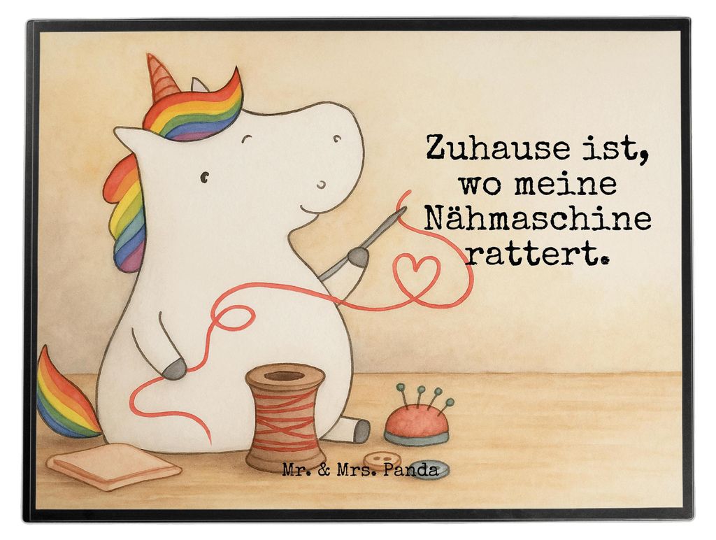 Mr. & Mrs. Panda schreibtischunterlage Einhorn Näherin Design - Weiß - Geschenk, Nähen, Stricken, bastelunterlagen, schreibtischunterlagen, Häk...