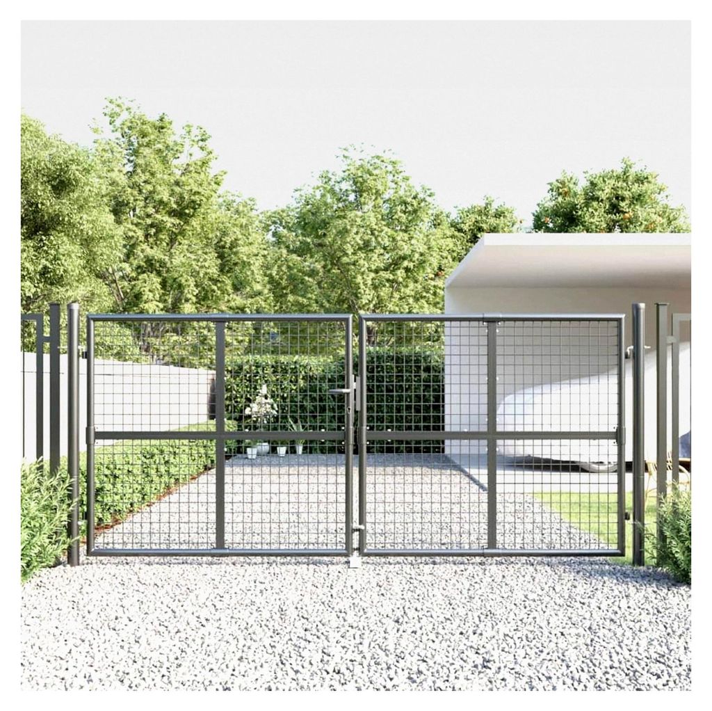 Gitter-Gartentor Anthrazit 300 x 125 cm Verzinkter Stahl