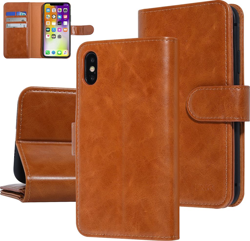 UNIQ Accessory Apple iPhone X-Xs Dark Brown Soft Touch Book Produktbild 