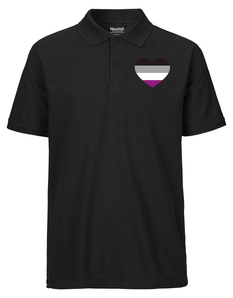 Huuraa Herren Polo Shirt Auelle Pride Flagge LGBTQ Herz M Black Bio Baumwolle Fairtrade Poloshirt Geschenkidee
