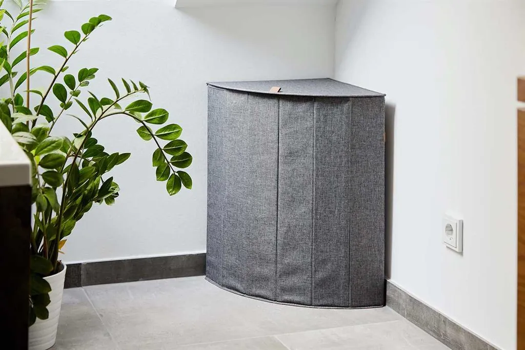 Coffre à linge gris en tissu pour rangement buanderie 40 x 40 x 60 cm