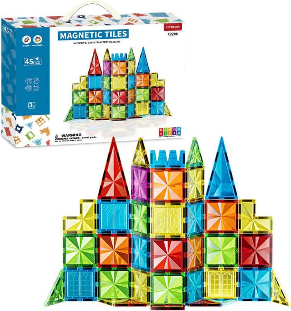 Set di costruzioni magnetiche Diamond 45 pezzi - Piastrelle Immagine del prodotto 