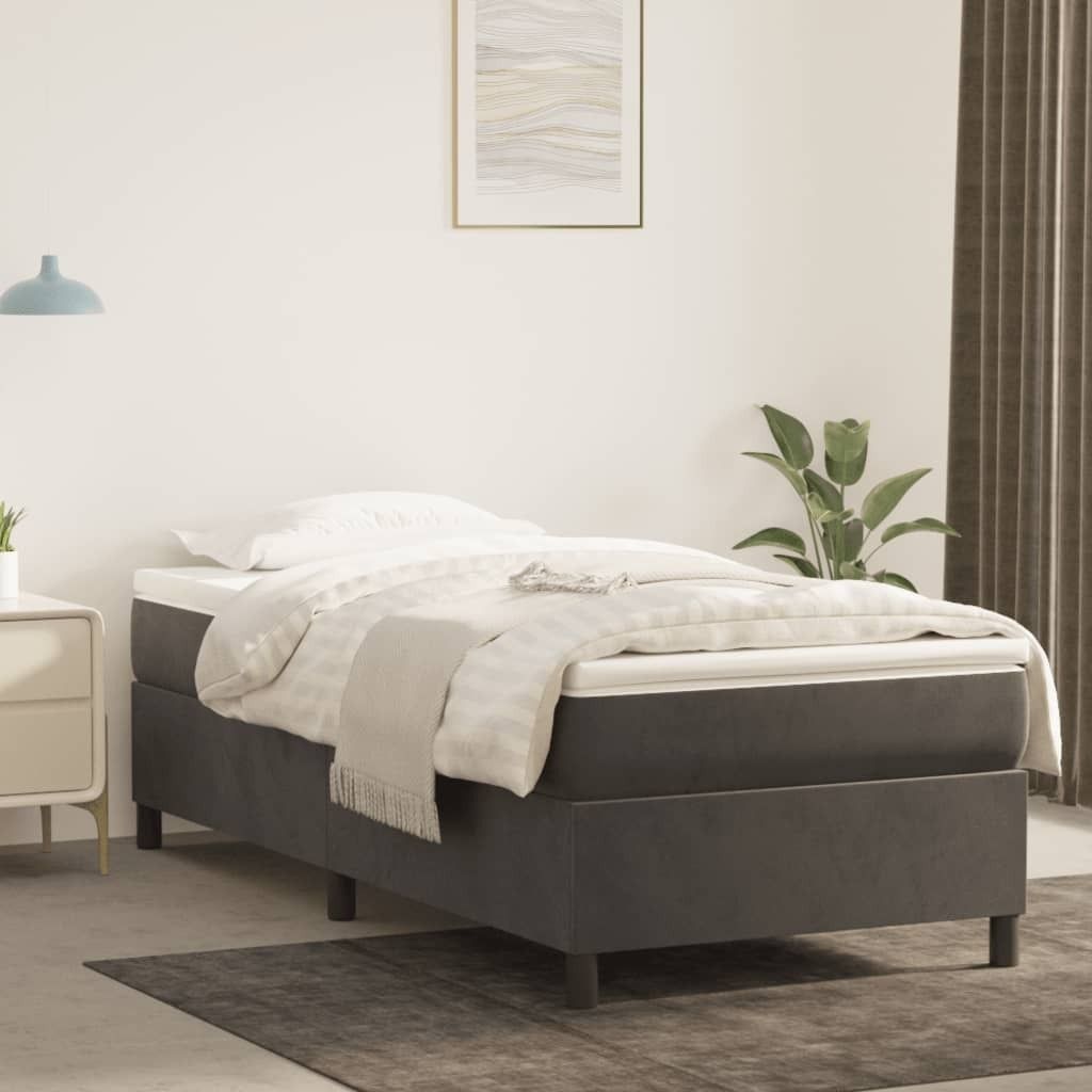 "Rabatt" Boxspring-Bettrahmen 2 Personen - Schlafzimmerbett - Dunkelgrau 90x200 cm Samt - Klassische Betten CC4610