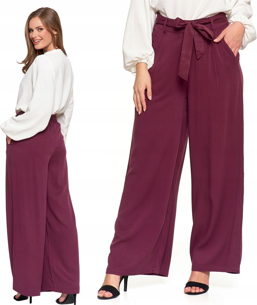 Elegante DAMENHOSE Weit Glatt Hohe Taille Luftig MORAJ L