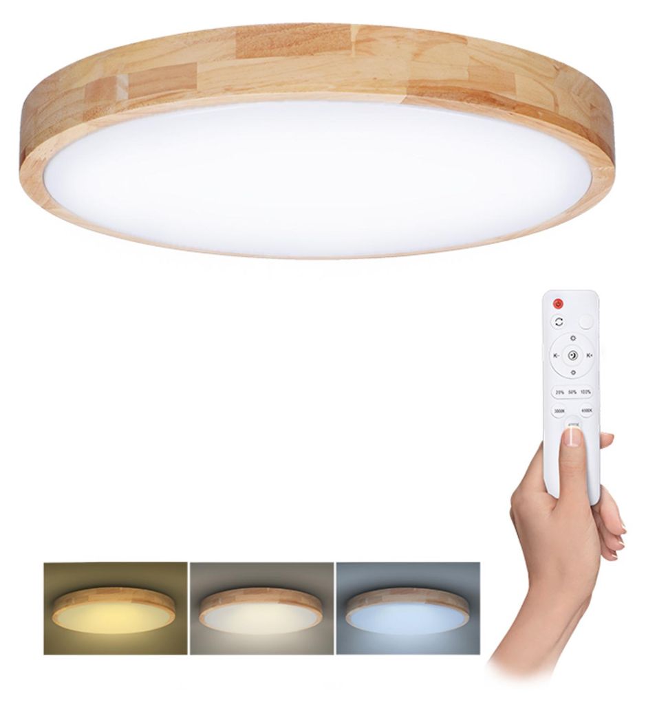 Solight Dřevěné LED stropní svítidlo kulaté 390mm 24/48W Obrázek produktu 