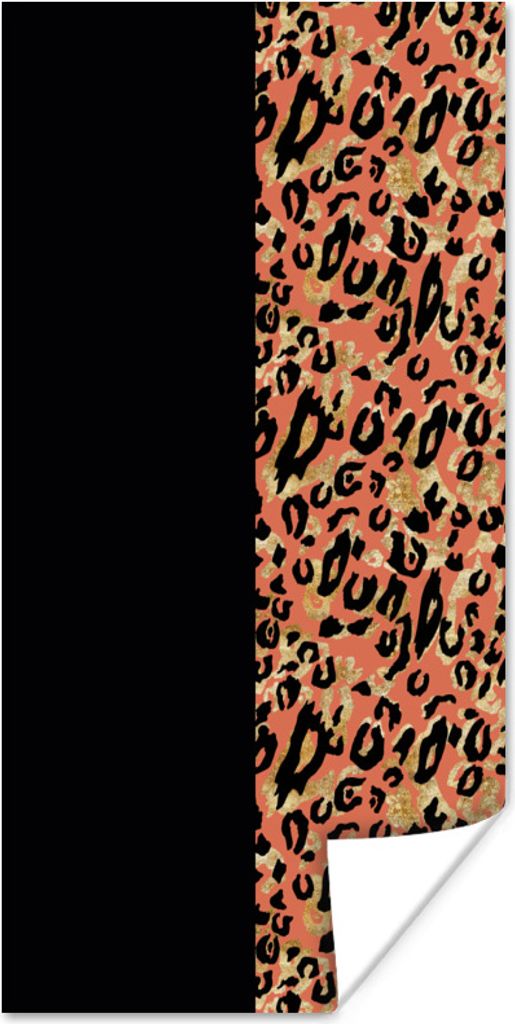 MuchoWow Poster Pantherdruck - Gold - Schwarz 80x160 cm - Kinderzimmer