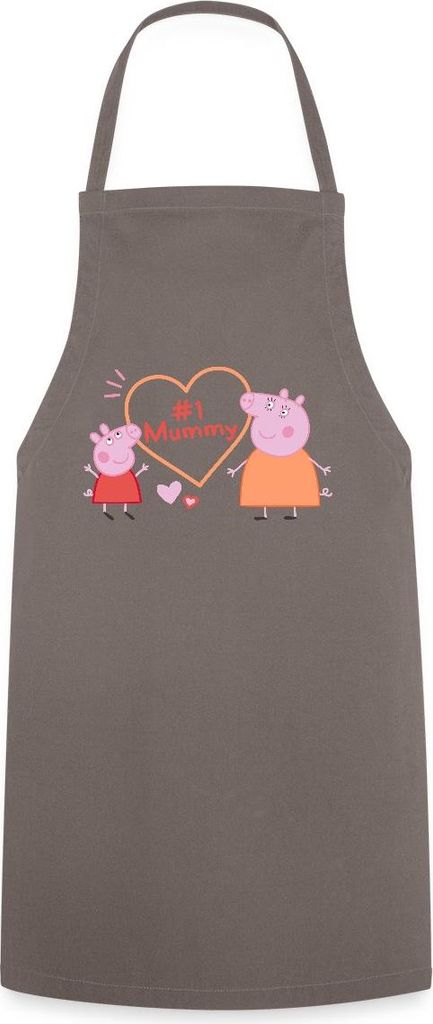 Spreadshirt Peppa Pig Design No. 1 Mummy: Peppa & Mama Wutz Kochschürze, One size, Grau