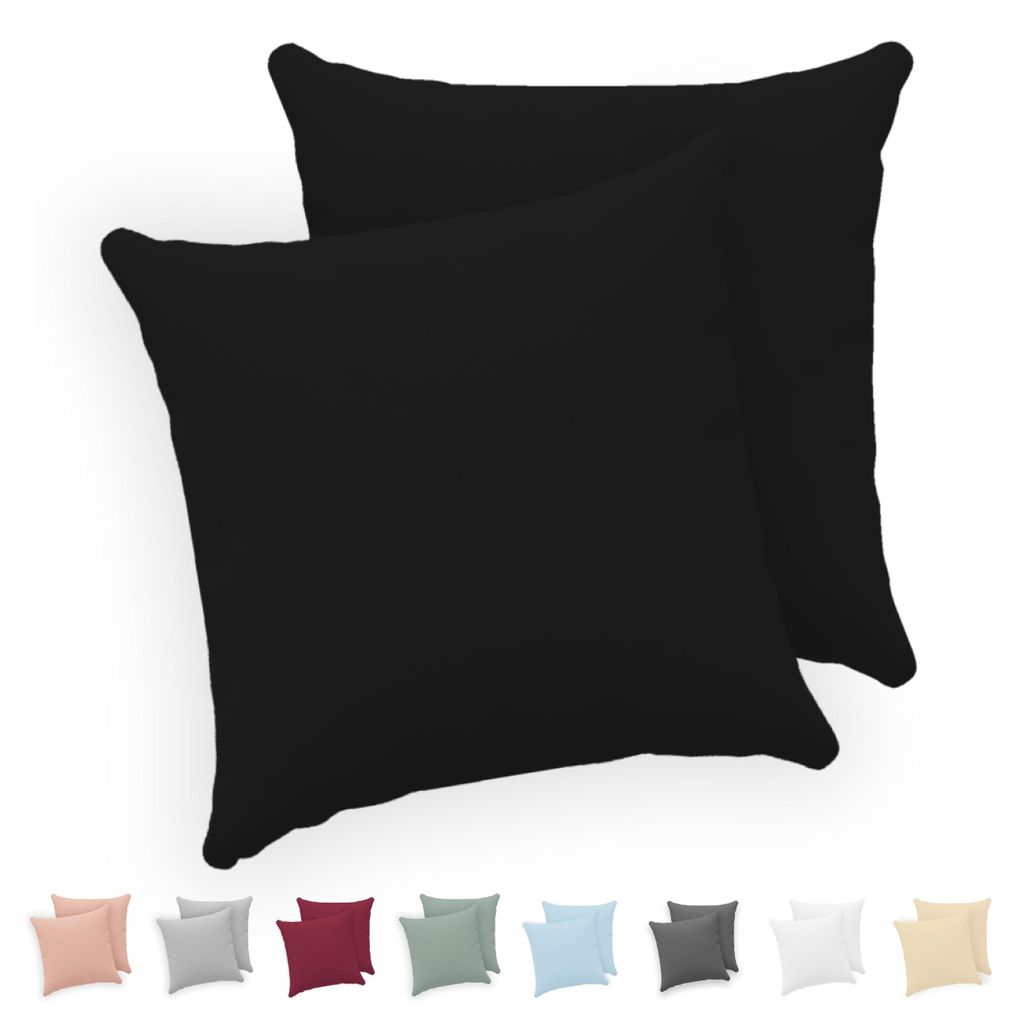 Kissenbezug 65x65 (2er-Set) – 100 % Jersey-Baumwolle, 150 g/m² – Schwarz – Für Kissenbezüge der Größe 65x65 cm – Kissenbezug mit Reiß...
