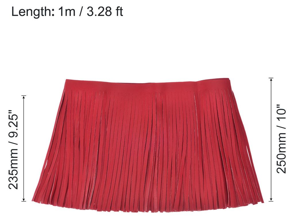 1 Yard 10 Zoll Kunstleder Fransenbesatz Doppelseitige Leder-N?hquaste Fransen fš¹r DIY N?hen Kleid Handwerk Rock Dekoration, Rot