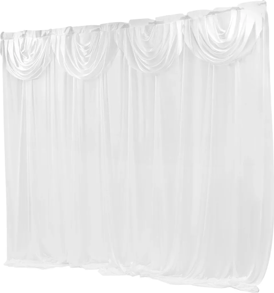 Rideau de fond blanc opaque en tissu infroissable pour décor élégant