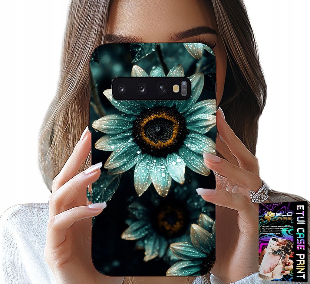 Tasche Für Samsung Galaxy S10 - Blau Gerbera Gänseblümchen Blume + Folie