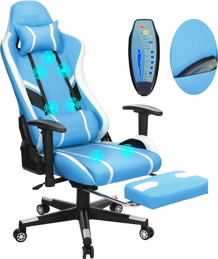 Siège de bureau design ergonomique pivotant pour adulte coloris bleu