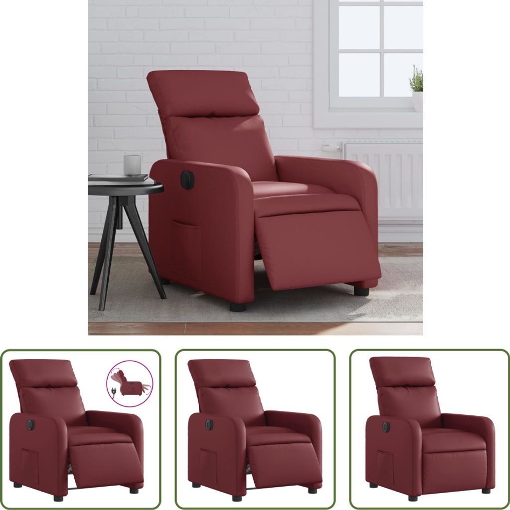The Living Store Relaxsessel Elektrisch Weinrot Kunstleder