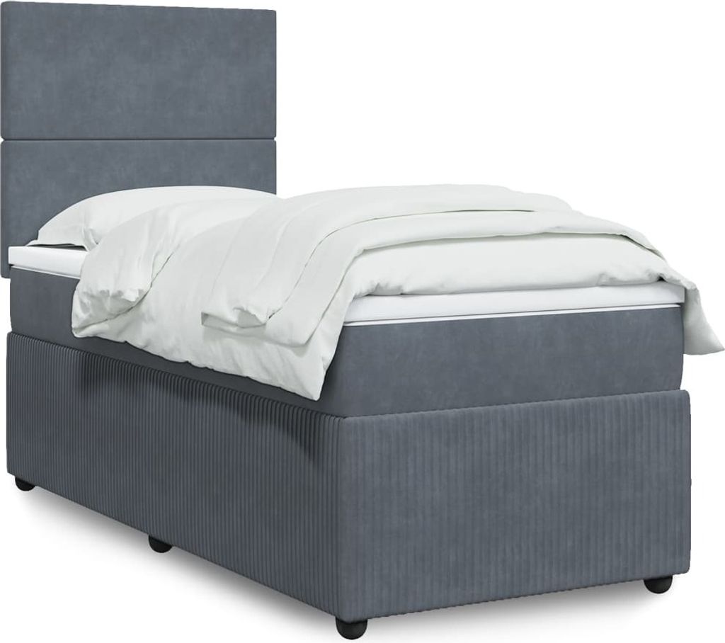 "2026 Promotion" Boxspringbett mit Matratze - Dunkelgrau - 90x200 cm - Samt - Polsterbett CC15380
