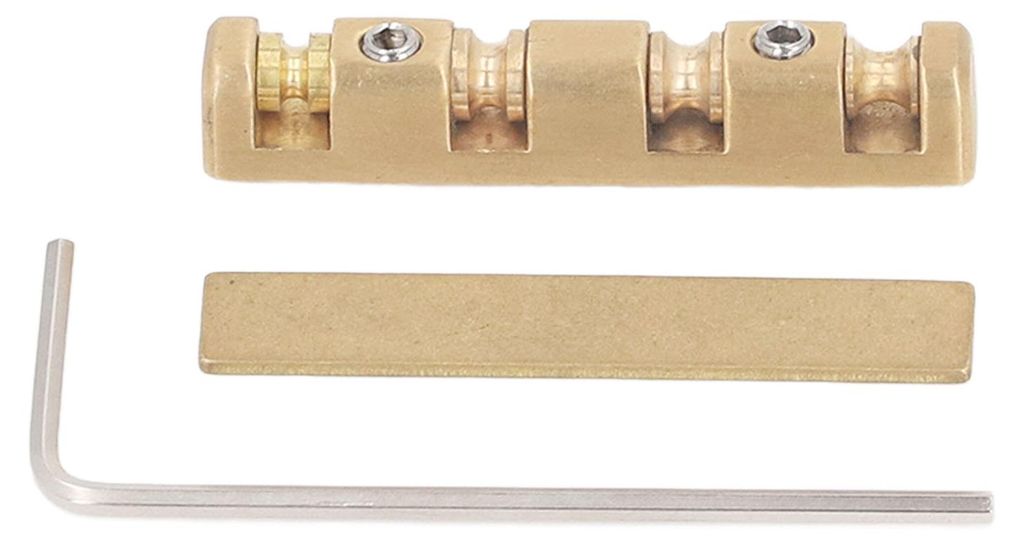 Gitarrensattel 42 mm, verstellbarer Glocken-Brückensattel aus Messing, Ersatz für ST-E-Gitarren