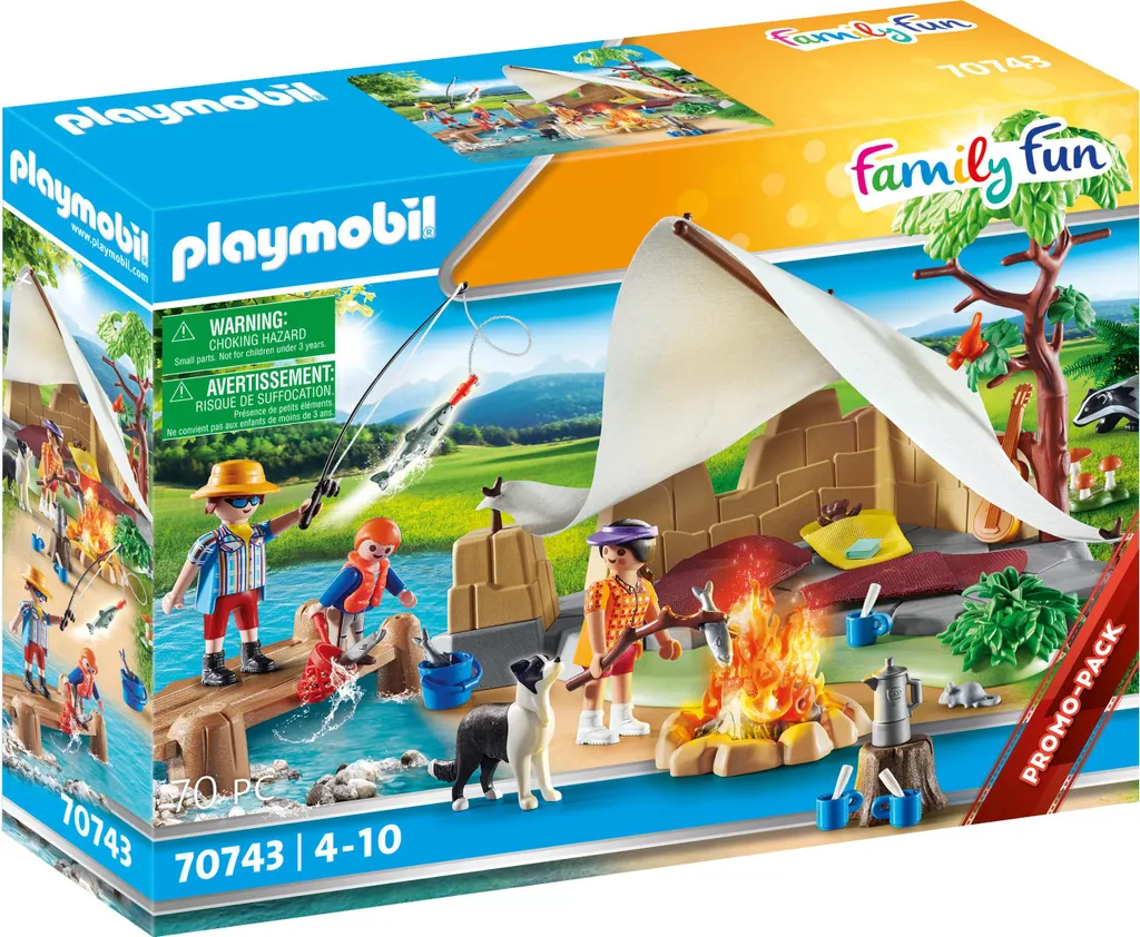 Set Camping PLAYMOBIL FamilyFun avec Tente Pliable et Mobilier de Vacances