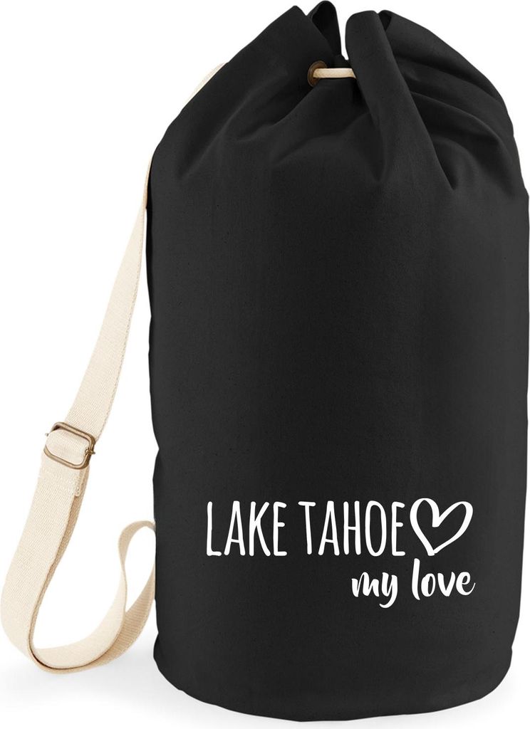 Huuraa Seesack Lake Tahoe my love 20 Liter Black Baumwolle Rucksack Geschenkidee