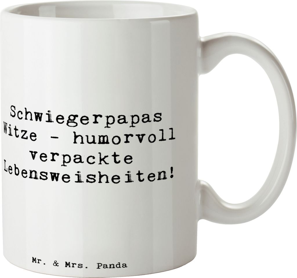 Mr. & Mrs. Panda Tasse mit Spruch Spruch Schwiegerpapa Witze - Weiß - Geschenk, haferl, Lebensweisheiten, Familie, Verwandte, Schwiegervater, Kaff...