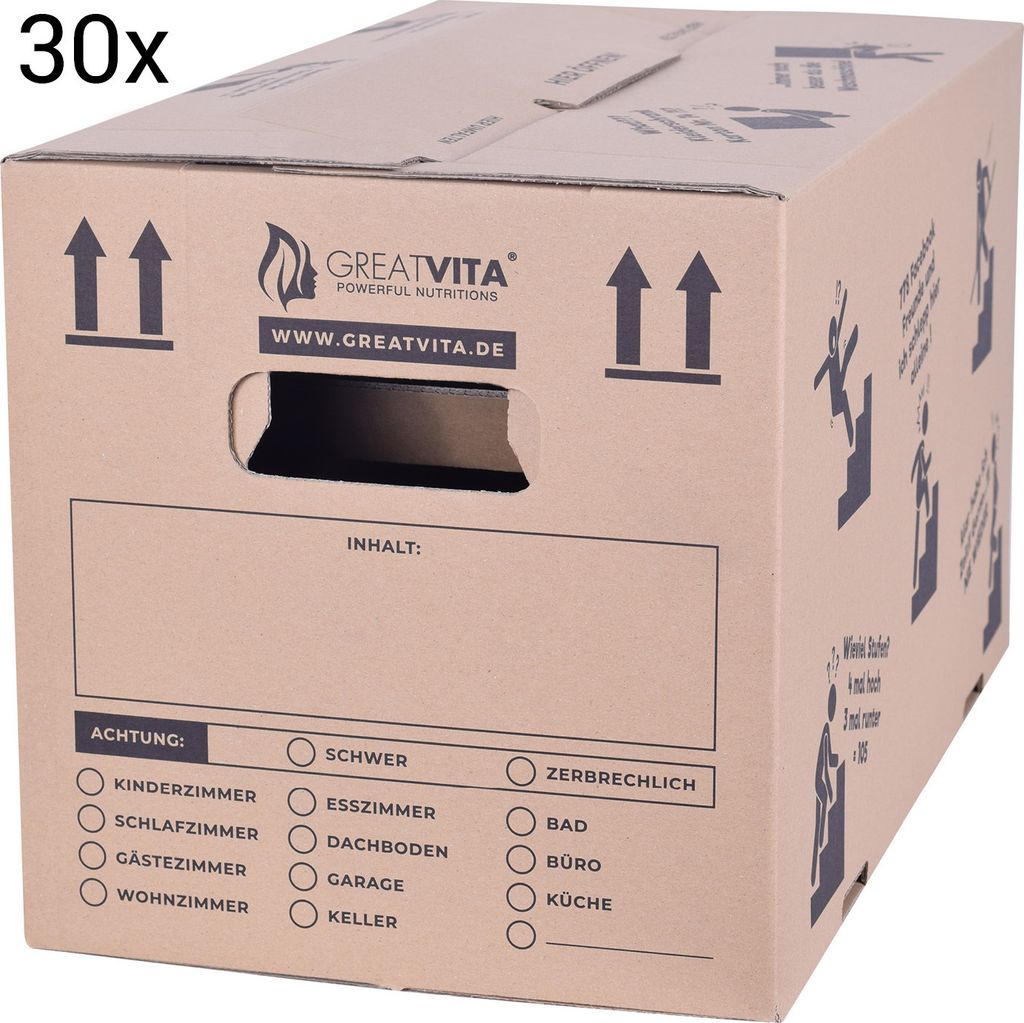 30x Umzugskarton XXL 2-wellig bis 40 kg extra stabil, Profi-Umzugskisten
