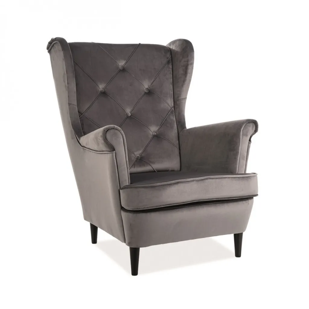Fauteuil tapissé DANYLO gris anthracite design scandinave moderne