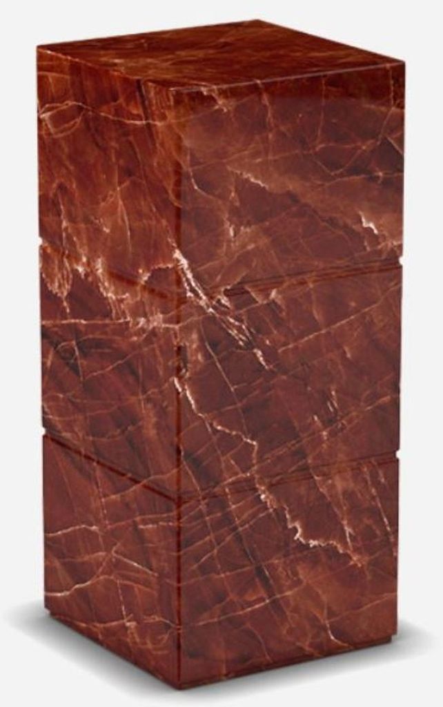 Casa Padrino Luxus Travertin Marmor Beistelltisch Rot 30 x 30 x H. 70 cm - Wohnzimmer Möbel - Marmor Möbel - Luxus Kollektion