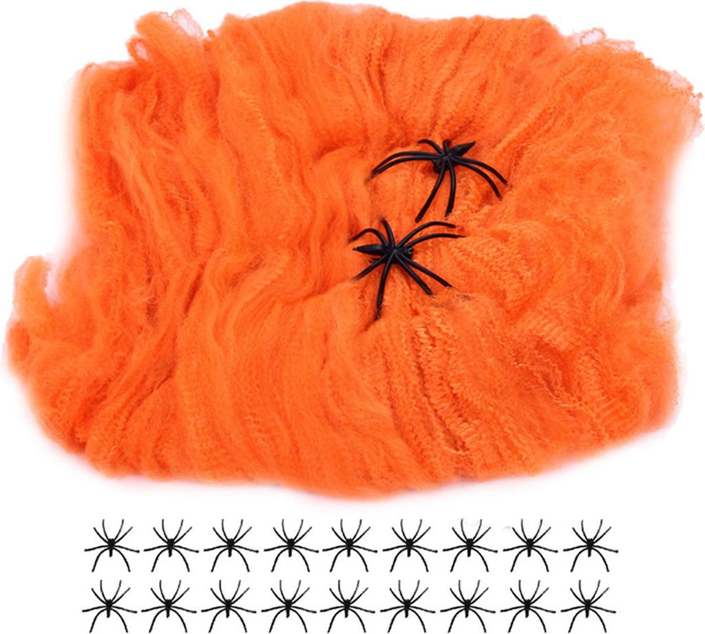 Buntes Halloween-Spinnennetz, dehnbare Spinnweben aus Baumwolle, elastische, gruselige Partyszene-Requisiten für Halloween-Heiligabend-Partys
