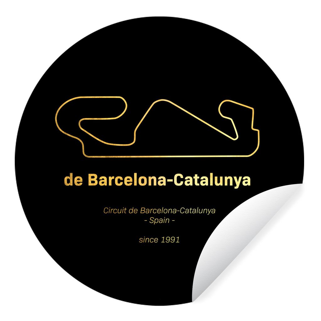 MuchoWow Runde Wandtattoo - Wandsticker Tapete Aufkleber Formel 1 - Rennstrecke - Barcelona Ø 50 cm Selbstklebend und Repositionierbar - Wandauf...