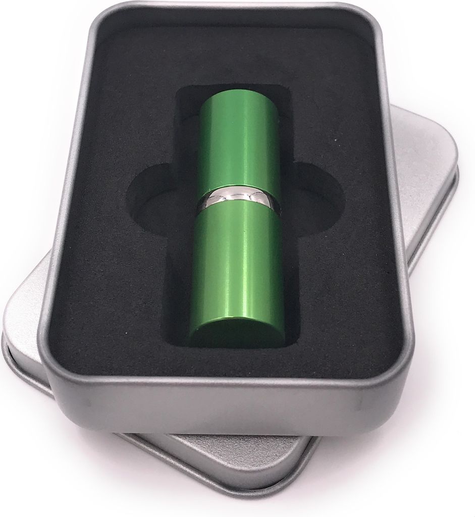 Onwomania Lippenstift Flakon Lippgloss silber grün geprägt USB Stick in Alu Geschenkbox 8 GB USB 2.0