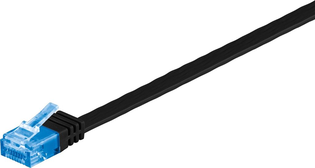 CAT 6A Flach-Patchkabel, U/UTP, schwarz Kupferleiter (CU)