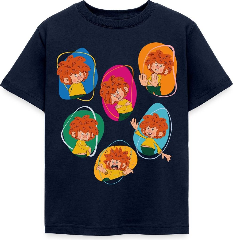 Spreadshirt Pumuckl Zeigt Verschiedene Emotionen Kinder T-Shirt, 110/116 (5-6 Jahre), Navy
