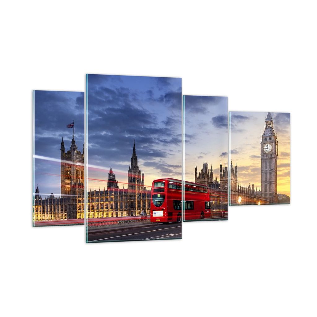 Bilder auf glas - London Bus - 120x70cm - Glasbilder - Wandbilder - Bilder - Kunstdruck - zum Aufhängen bereit - Wanddekoration aus Glas - Glas Bi...