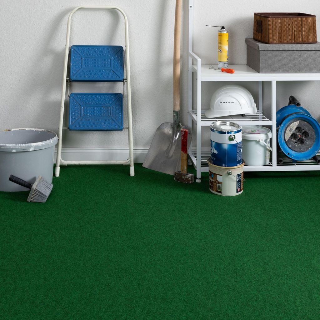 Steffensmeier Teppichboden Nadelfilz Paris | Meterware Rollenware Bodenbelag 9 mm für Abstellkammer Dachboden Hobbyraum | Grün, Größe: 400x700 cm